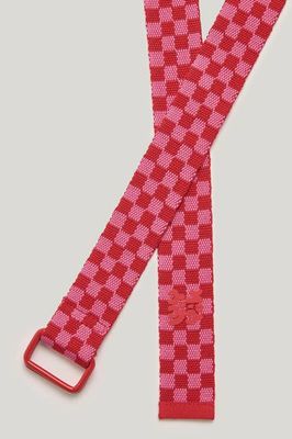 Flynn - D-Ring Cotton Webbing Belt in Pink & Red Checkerboard