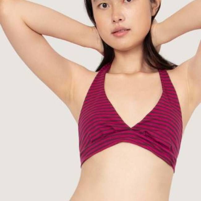 Bio Baumwoll-Bikinitop Fjorde beere Streifen - kaufen