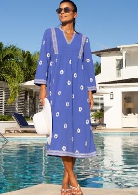 Enola Organic Cotton Dress | Dazzling Blue/White