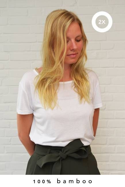 2-Pack 100% Bamboo T-Shirts Crew Neck Women - 201 BF - 370 g