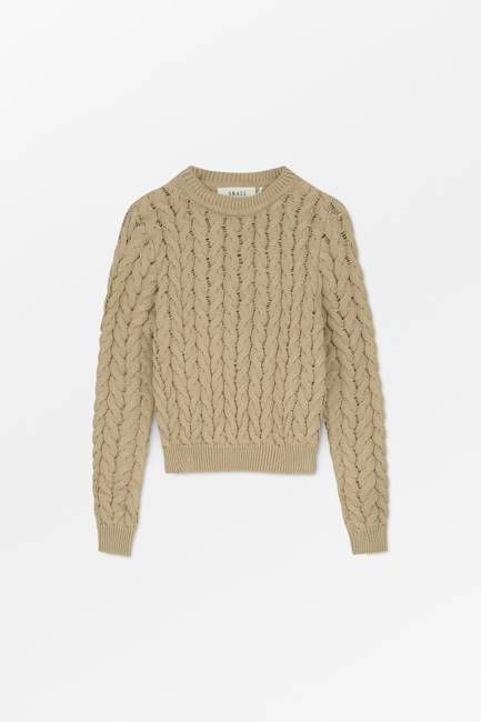 Wavy O-neck jumper - Warm beige