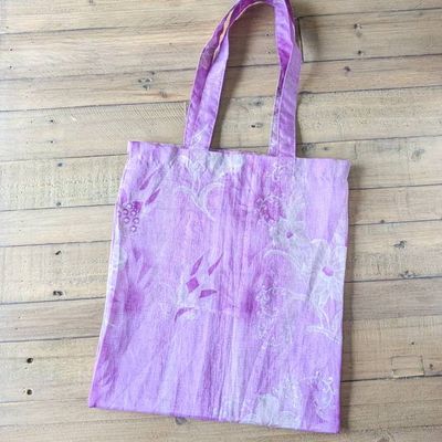 Slim Sari Tote Bag with Pocket: Ethically Handmade in India