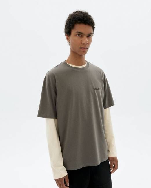 Grey hand embroidered flower Aaron t-shirt