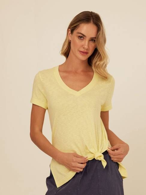 Norma Textured Slub Jersey Knotted Tee