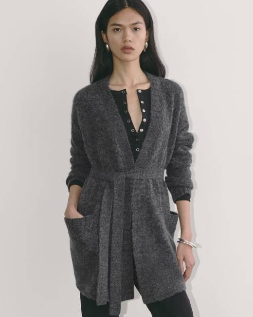The Robe Cardigan in Alpaca | Dark Charcoal