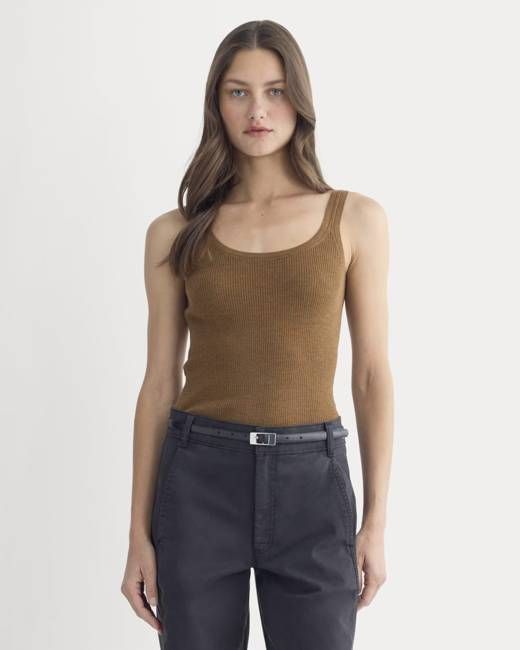 The Light Ribbed Cami in Ultrasoft Merino | Heathered Toffee