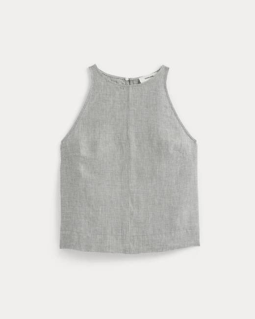 The Linen High-Neck Tank | Agave Green