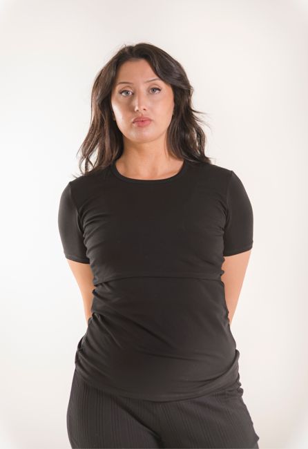 Essential nursing top short sleeve - Black