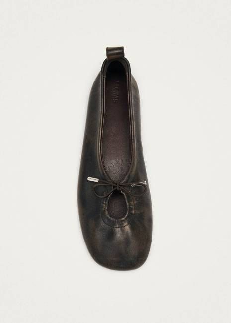 Rosalind Brushed Brown Leather Ballet Flats