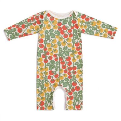 Long-Sleeve Romper - Tomato Vines Red & Yellow