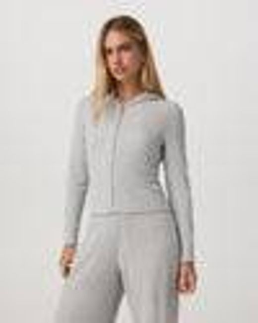 Waffle Full Zip Hoodie | Women's Light Grey Hoodie | Vuori
