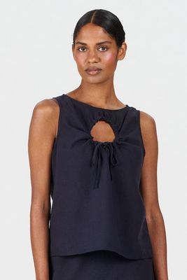 ZIZI Tencel Linen Top - Navy