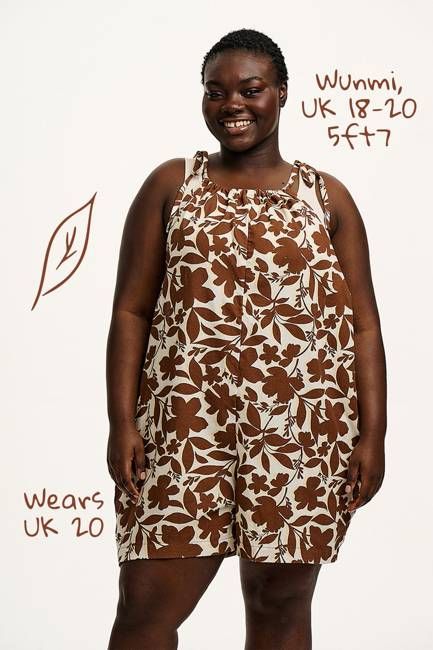 Ren - Cotton & Linen Playsuit in Brown Mirage Floral Print