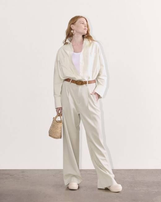 The Draper Pleated Pant in Buttersmooth | Sandstone | 32" Inseam