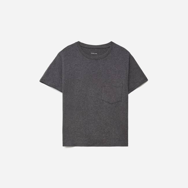 The Box-Cut Tee in Essential Cotton | Charcoal | Pocket