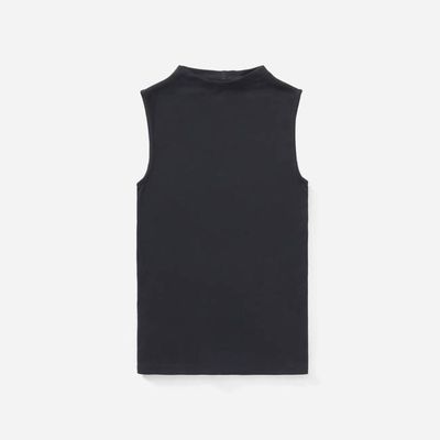 The Pima Micro-Rib Funnel-Neck Tank | Black