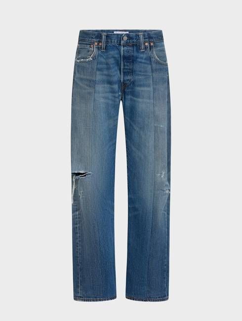 Stovepipe Jean Distressed Mid Blue
