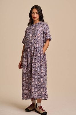 George - Jumpsuit aus Baumwolle mit blauen und rosafarbenen Walled Blooms