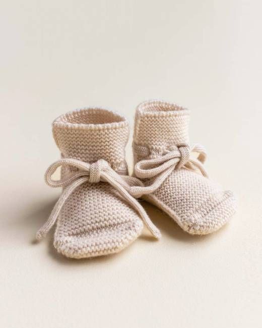 Knit Booties - cream <br> Hvid