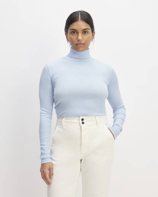 The Luxe Rib Turtleneck | Chambray Blue