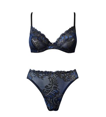 Saga Navy Underwire Brief Set