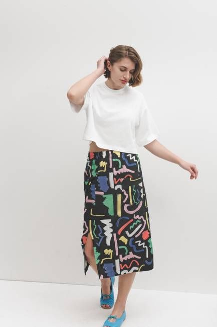 Miss PomPom Straight Scribble Skirt