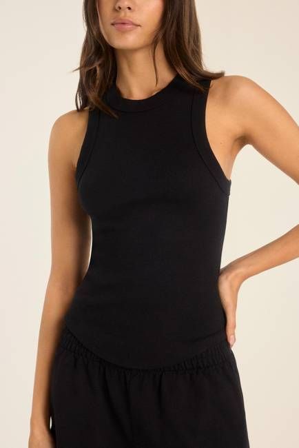 Daybreak Essential Tank - Black Cotton Rib