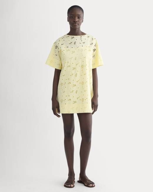 The Eyelet Mini Shift Dress | Light Yellow
