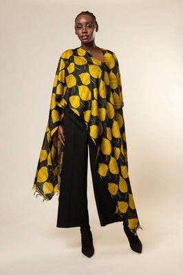 NEW! 3-in-1 Peace Silk Poncho Yellow Leaf