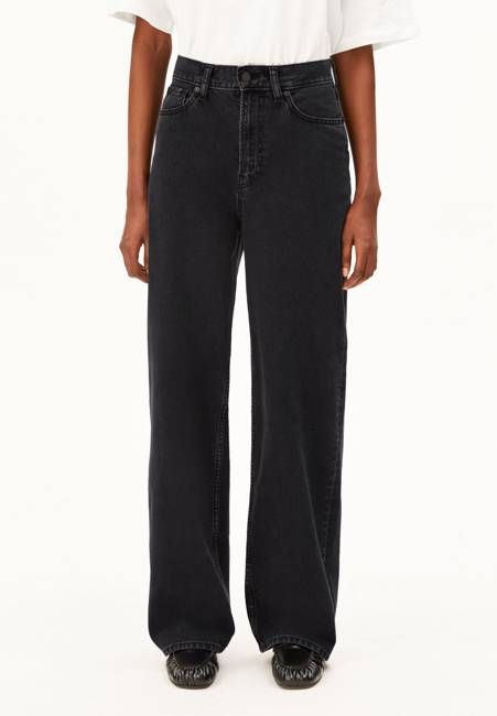 ENIJAA HIGH WAIST WIDE JEANS | ebony black