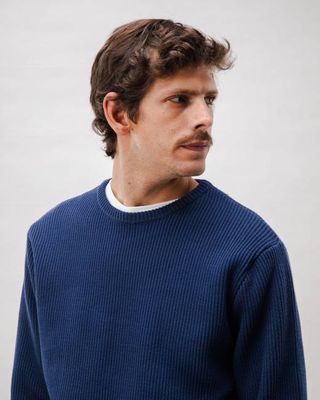 Strukturierter Baumwollpullover Navy