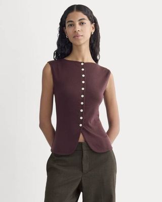 Sleeveless Button-Up in Butterluxe | Deep Plum