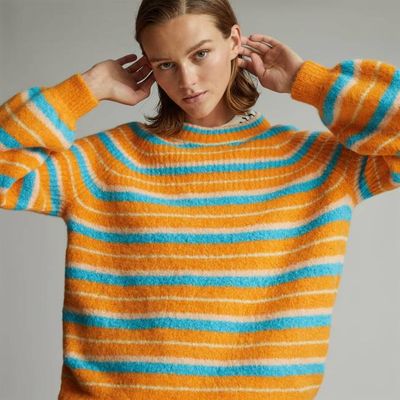 The SuperFuzz Alpaca Oversized Crew | Turmeric Stripe