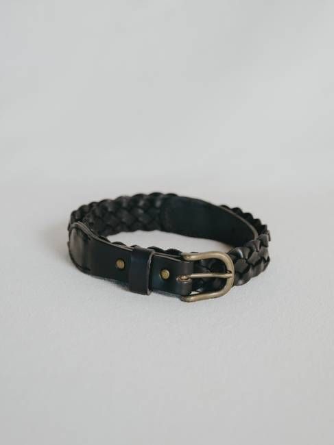 Braided Belt, Leather, Black