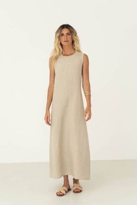 Leonie Beige Linen Dress