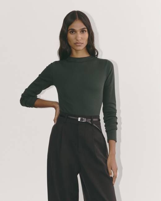 The Luxe Rib Funnel-Neck Tee | Scarab