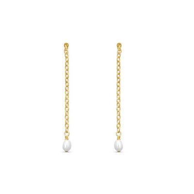 Iris Long Pearl Drop Earrings