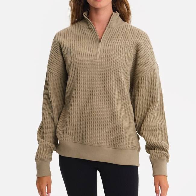 Organic Waffle Collared Half-Zip Sweatshirt