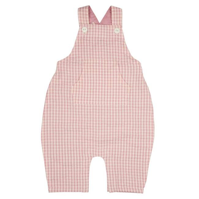 Baby Dungarees (Seersucker Check) - Pink