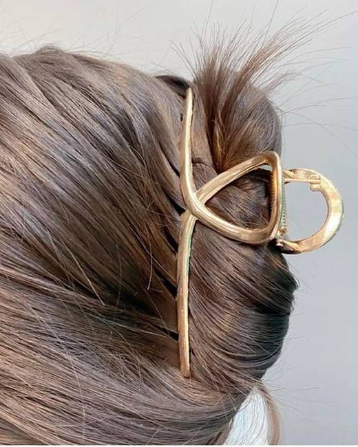 Gold - Large Hollow Twisted Hair Claw Clip - LadyJuneAccessories