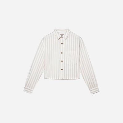 The Way-Short Shirt in Silky Cotton | Sand / White