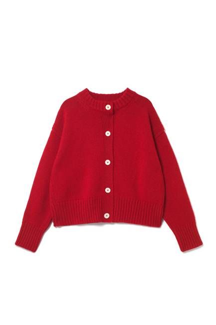 Raye British Wool Cardigan Red