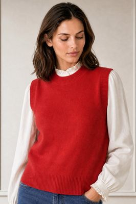 Kurzes Tanktop aus Merinowolle | Rot
