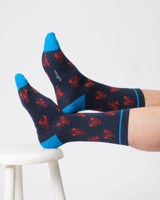 Mens Lobster Bamboo Socks - Indigo Blue