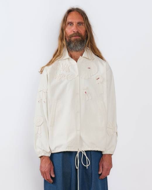 Varsity Jacket - Ecru Rosette