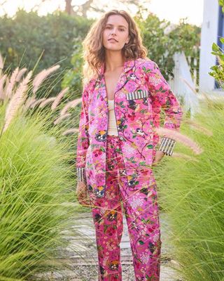 Bird & Blossom - Long PJ Set - Fuschia Berry