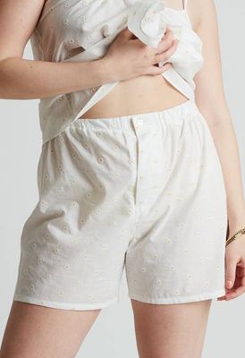 Brighton Boxer Short in Daisy Embroidery