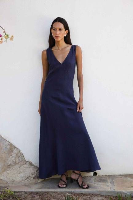 The Athena Maxi Dress in navy blue