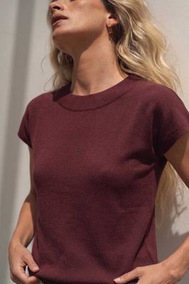 Lucia Brown Linen Knit T-shirt
