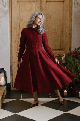 Frida – Linen Dress with Shirt Collar